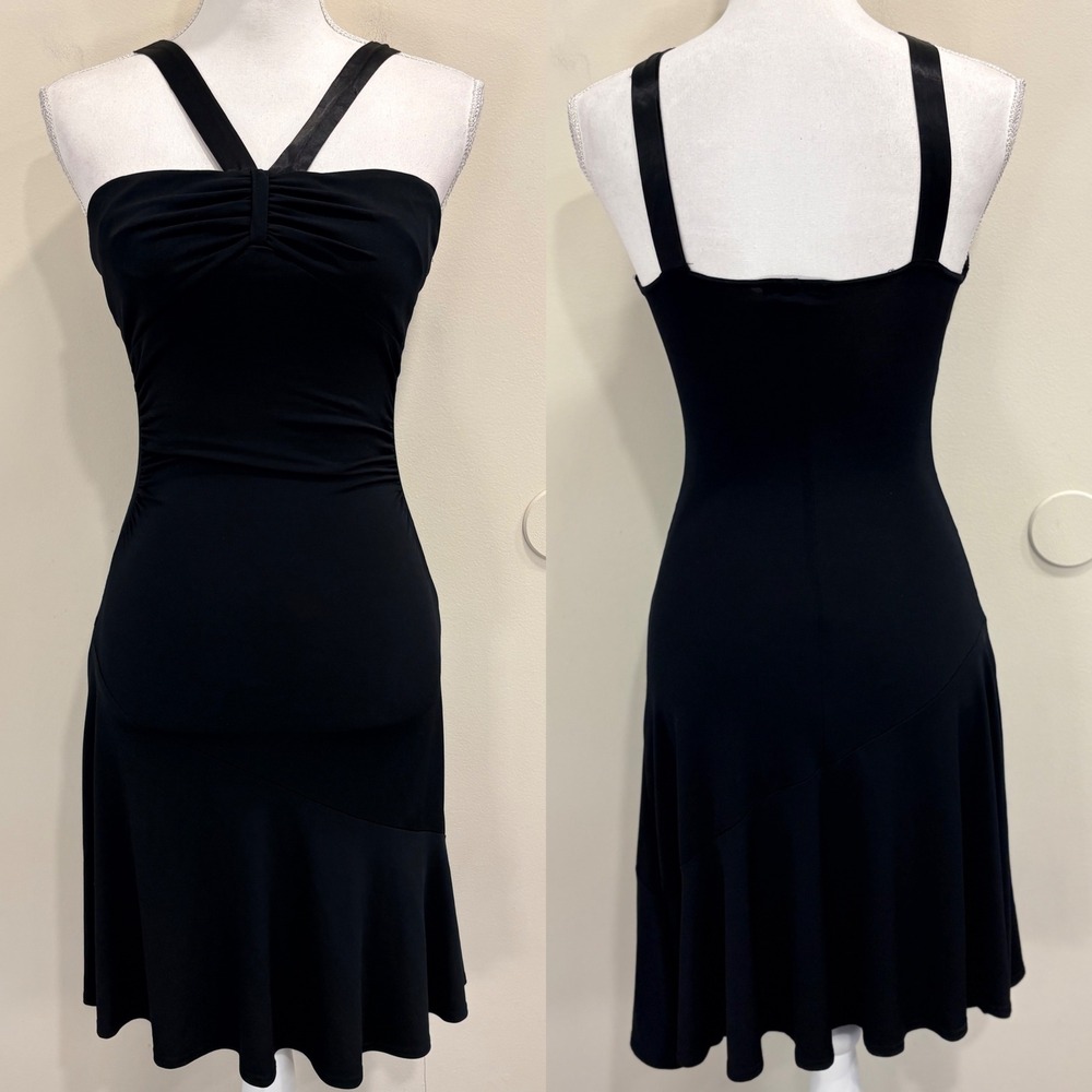 Y2K City Triangles Black Ruched Halter Cocktail Dress XS Party Going‎ Out Hoco